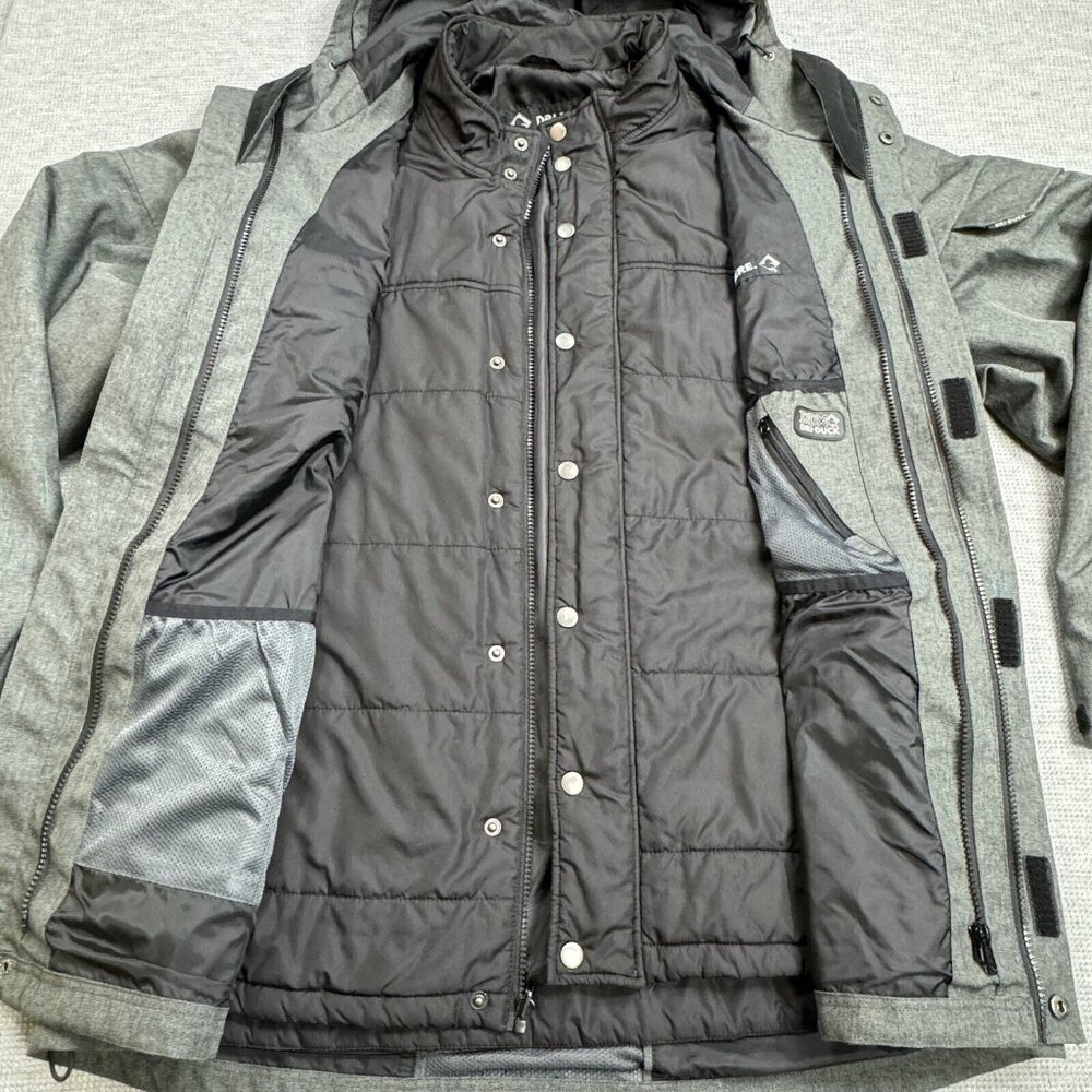 Dri Duck 3-in-1 Jacket Mens Size L Gray Hooded Storm Shell Interchange Pockets - Picture 6 of 16